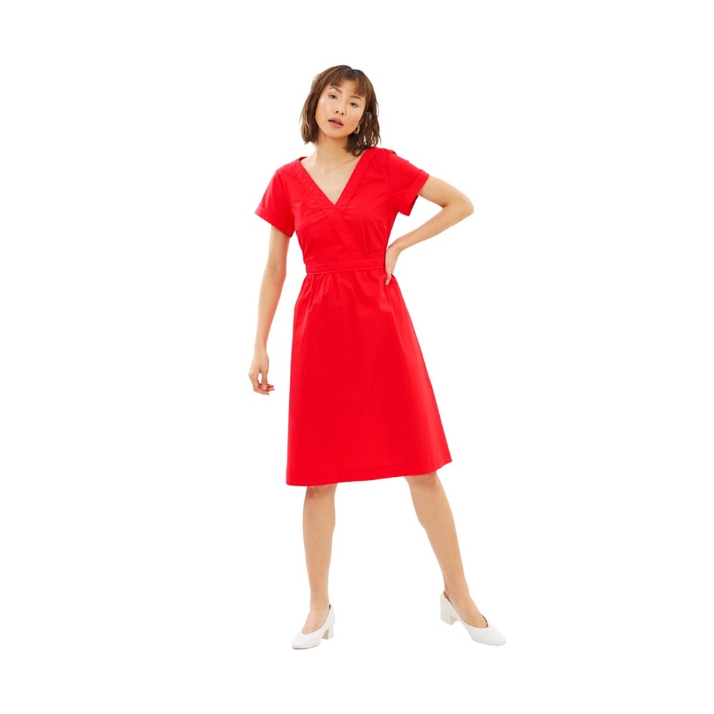 J. Crew Red V‑Neck Midi Dress